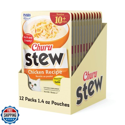 INABA Churu Stew for Cats Senior 10+, Side Dish Pouch, 1.4 Ounces per Pouch, 
