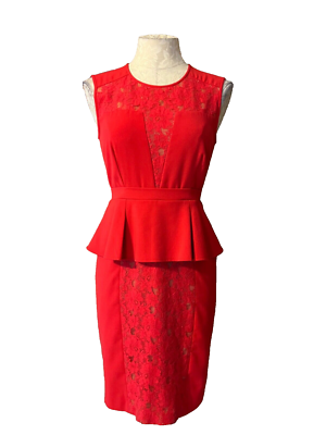 BCBGMaxAzria IVES Lace Dress Red Washable Career Church Party