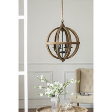 4 Light Wood Chandelier Hanging Light Fixture...