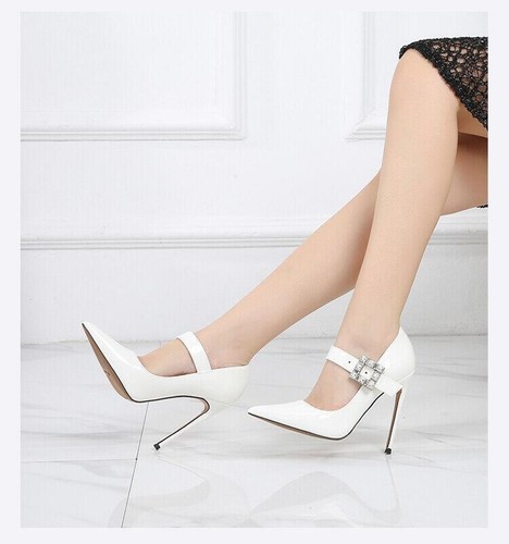 Sexy hochhackige Herren-Damenschuhe T-Riemen Lackleder Strass spitz Drag Queen - Bild 22 von 28