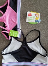 Two 2 Hanes Girls' Thin Racerback Strap Bras  Black  Gray  Small 6-6X  22 