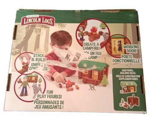 LINCOLN LOGS-On The Trail Building Set-58 PiecesvReal Wood Log Missing Boy & Log - Picture 2 of 10