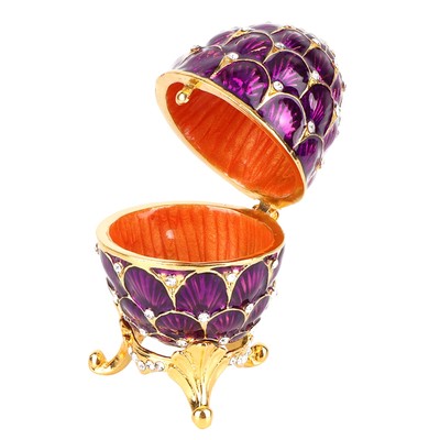 Vintage Style Enameled Easter Egg Jewelry Box For Ring Necklace Trinkets NF9