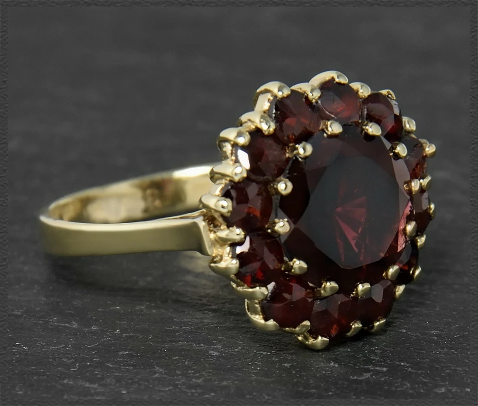 Vintage Granat Damen Ring aus 333 Gold, mit 8,3ct, um 1950 Gelbgold Cocktialring - Bild 2 von 4
