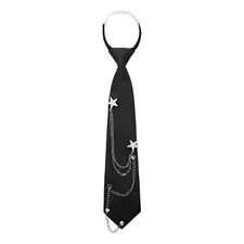 Ties for Women Men Punk Metal Chain Necktie Pre-Tied Adjustable Black Tie for...
