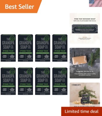 3-in-1 Pine Tar Soap for Men - Vegan and Cruelty-Free, 4.25 Oz Bars, 8 Pack