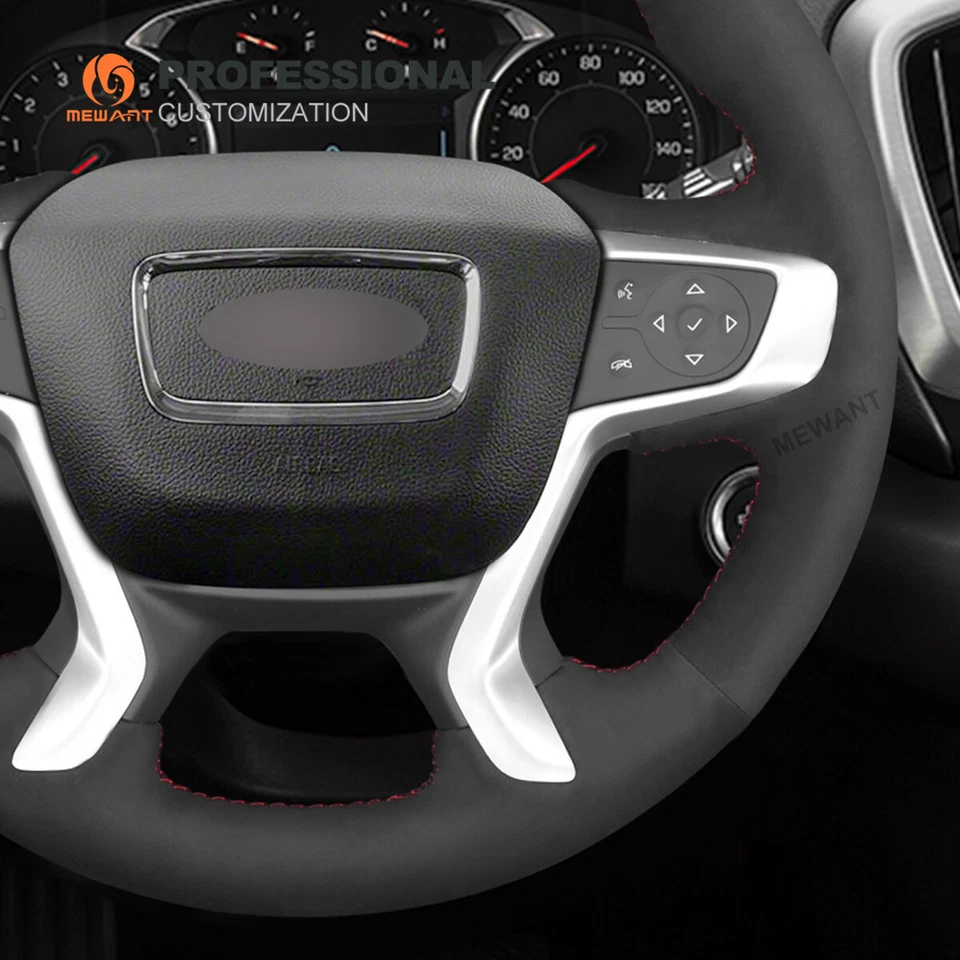 Cubierta de volante de coche de gamuza personalizada cosida a mano para GMC Acadia Canyon Terrain Foto 3 de 4