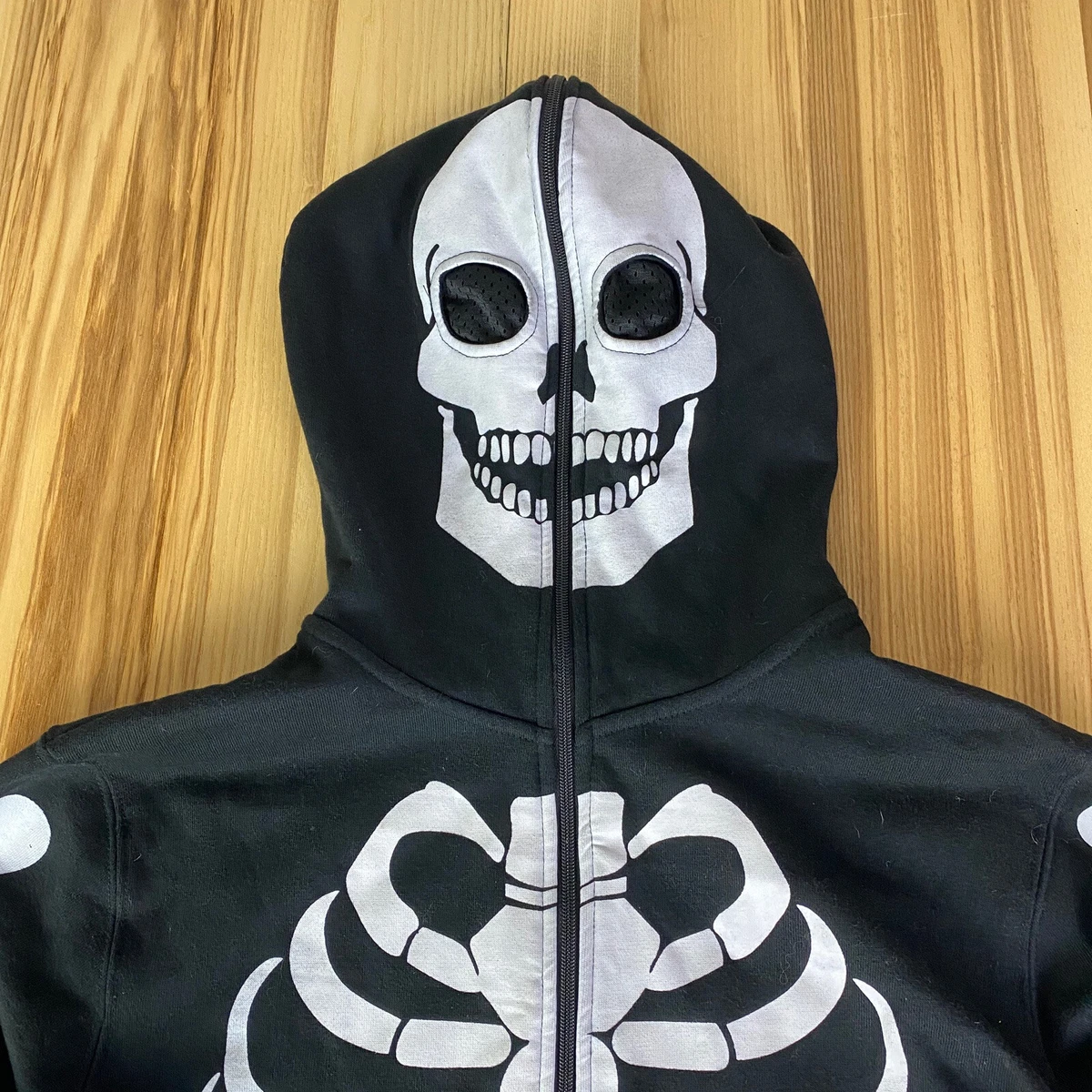 XXX Rude Skeleton Full Zip Large Unisex Skull Hoodie Halloween Jacket  Pockets