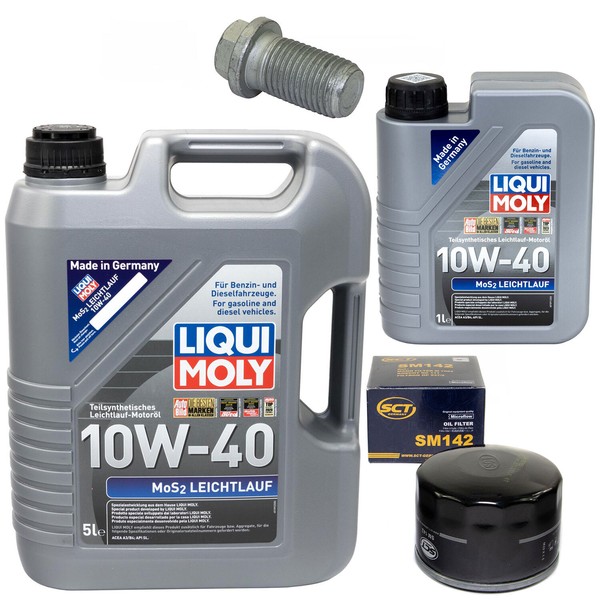 MotoröL Set 10W-40 6 Liter + ÖLfilter Sm 142 + Schraube FüR Renault 19 I Ii 1.7-image