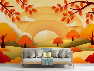 3D Wood Hillside Sky Floral Wallpaper Wall Murals Removable Wallpaper 2