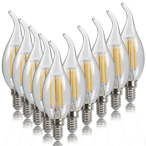 10pcs LED Bulb Filament Candle Lamp E14 C35 COB Cold/Warm White AC220V 2W/4W/6W  - Image 2 of 4