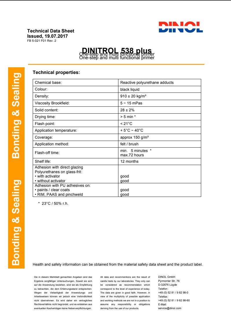 3x DINITROL 500 WINDSCREEN FITTING KIT BONDING 530 ADHESIVE GLUE 538 ACTIVATOR