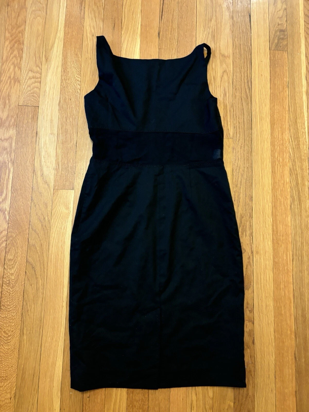 Abito vintage Moschino anni '90 economico e chic lana nera a turni maglia pannello trasparente 10