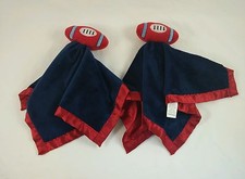 Baby Essentials Football Plush Security Blanket Rattle Navy Blue Red Lovey Lot 2