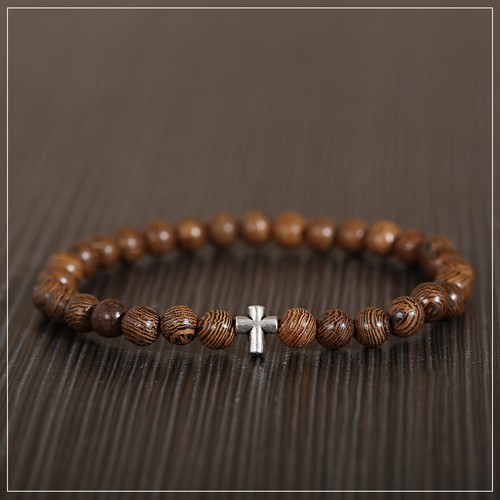 Hot Men Natural Wood Beads Cross Bracelets Onyx Meditation Prayer Bead Bracelet - Picture 29 of 34