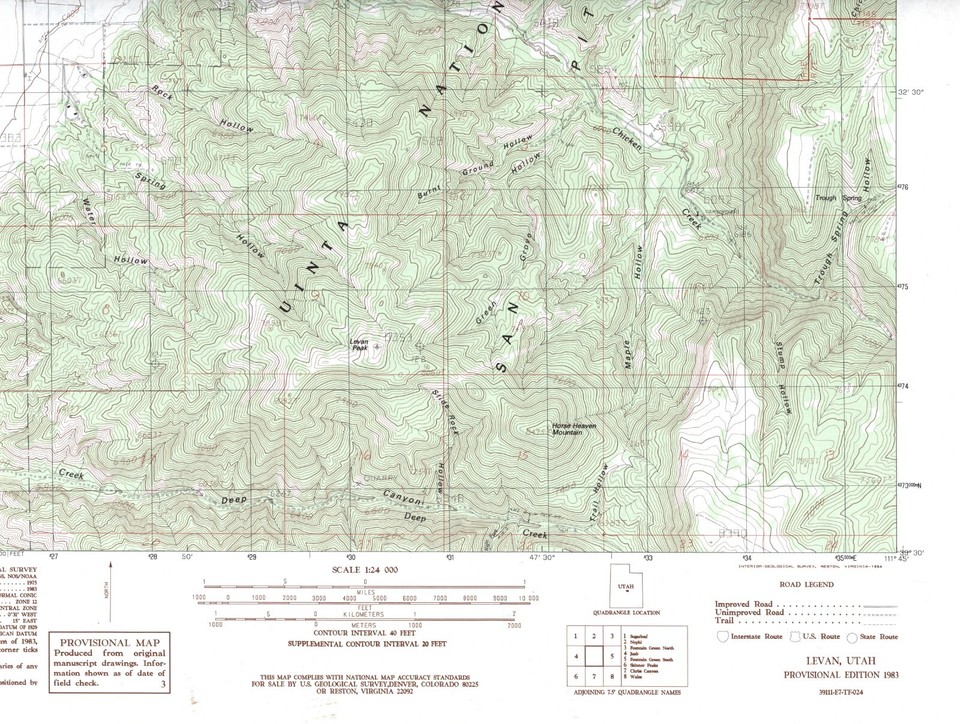 Levan Quadrangle Utah 1983 USGS Topo Map 7.5 Minute Topographic eBay