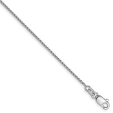 10K White Gold 1mm Spiga Chain Anklet 9" Gift for Women