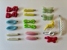 Lot Childs Barrettes Hair Clips Vintage 1950s 7 Pairs and 4 Singles