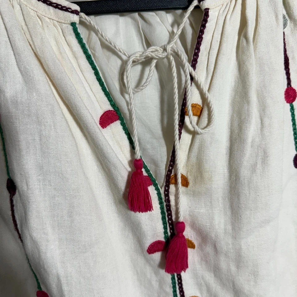 Vestido recto Madewell borla sauce bordado vista al sol para mujer talla XL blanco Foto 4 de 4