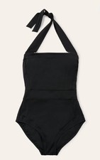 Boden Women's Santorini Halterneck Swimsuit Black Classic Adjustable Size 12L