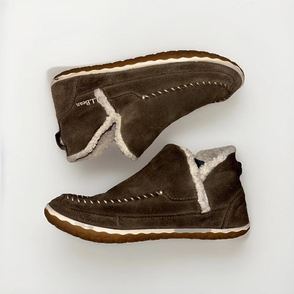 LL Bean Mountain Men's Brown Suede Nonslip Moccasin Slipper Ankle Boots Size 8 M - Image 4 of 4