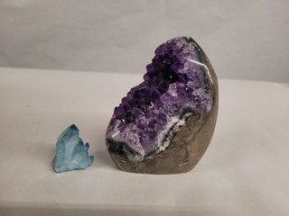 Aqua Aura Quartz & Amethyst Geode Cluster (1.8 Lbs.)