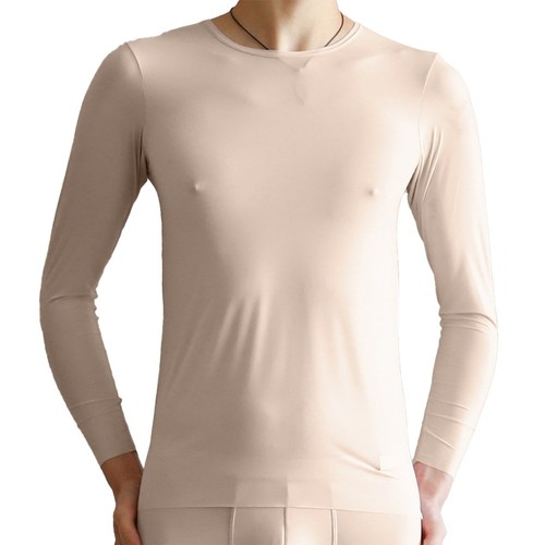 Trendy Men's Skin Color See through Mesh Ice silk Muscle Top Undershirt - Picture 9 of 20