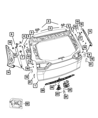 Genuine Mopar Power Lift-Gate Motor And Gear Left 68103064ac