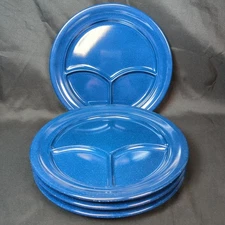 Carlisle N43614 Kingline Blue 3-Compartment Dinner Plate 4pc New 9.5"