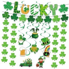 Glittery St Patricks Day Decorations, Green Party Decorations,Shamrock Felt
