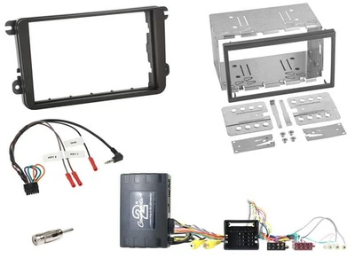 Einbauset Lenkradadapter Doppel DIN Autoradio für VW T5 Golf Tiguan Touran 2009- - Bild 1 von 4