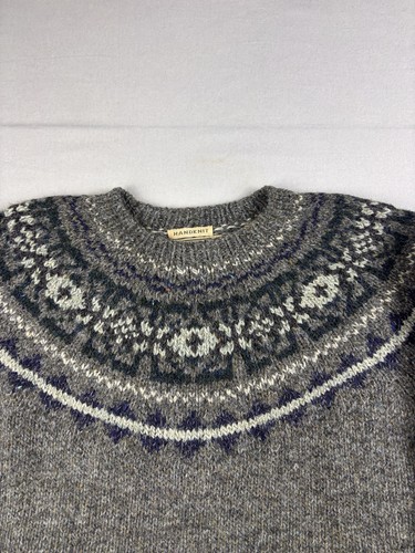 Vintage LL Bean Sweater Adult Large Wool Alpaca Blend Fair Isle Hand Knit 80s - Picture 2 of 7