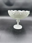 Vintage mid-century milk glass compote 8.5 inches