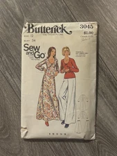 Vintage Butterick 3045 Sew And Go Womens Dress Tunic Pants Pattern 12