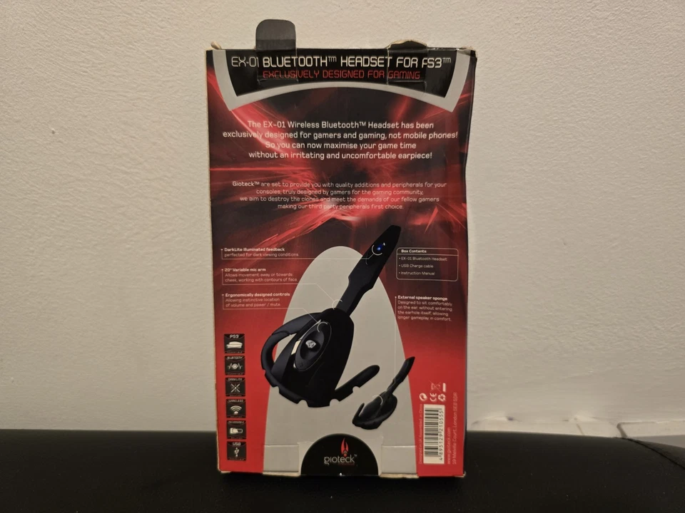 Gioteck Black Ear-hook Headset for Sony PlayStation 3 - Original Box - Sealed - Image 2 of 2