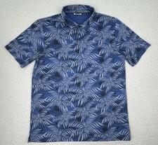 Travis Mathew Polo Shirt Mens XXL Blue Pima Floral Leaf Print