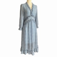Regency Tiered Chiffon Dress S Empire Waist Ruffled Romantic Garden Tea Party
