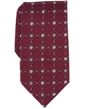 Perry Ellis Portfolio Men's Performance Tie Laytone Neat Diamond Medallion-Red
