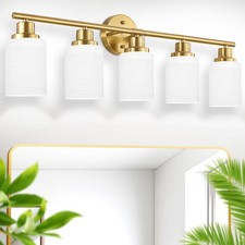 32 Inch 5 Lights Vanity Light Bathroom Mirror Wall Lamp LED Gold Modern Fixture
