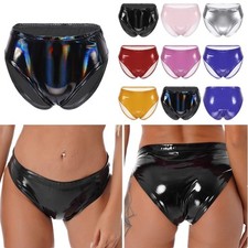 US Women Wet Look Leather Underwear Cheeky Briefs Panty Patent Strings Trunks