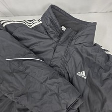 Vintage Adidas 3 Stripe Insulated Parka Windbreaker Black Mens Size 2XL No Hood