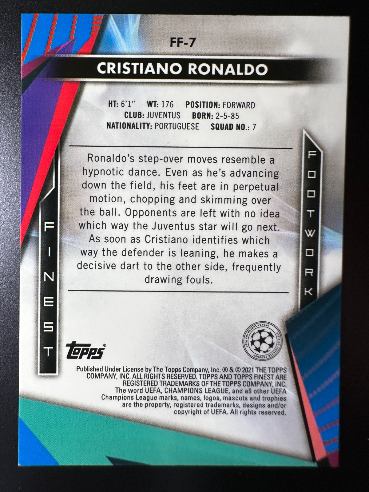 2020-21 Topps Finest UCC Soccer Footwork Refractor - Cristiano Ronaldo view 2