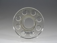 Vintage English 9-hole Crystal Glass Flower Frog Signed c.1930