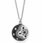 Brighton Flora Black Flower Silver Pendant Necklace NWT $88