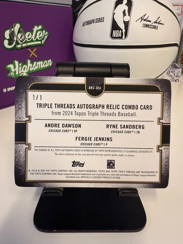 2024 Topps Triple Threads Autograph Relic 1/1 Dawson/Sandberg/Jenkins CUBS - Imagem 2 de 2