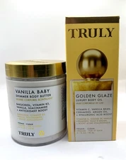 Truly Golden Glaze Oil 3.2 Oz & Vanilla Baby Shimmer Body Butter 6.7 Oz. Bundle 