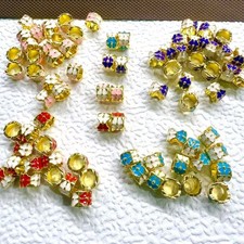 Handmade Diy Through-Hole Oil Drip Flower Bead Ring Accessories 50PCS