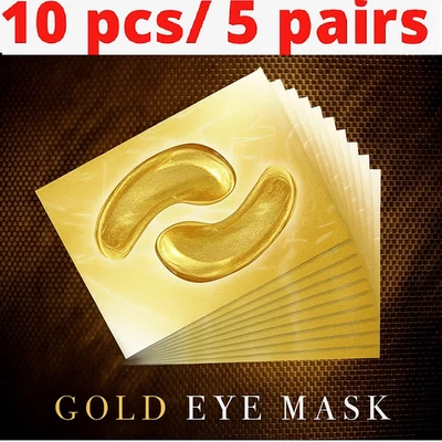 GLOBAL 10 Pcs 24K Gold Collagen Eye Mask – Under Eye Gel Pads for Wrinkles & Fine Lines