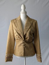 Kay Unger New York Blended Silk Blazer Jacket, Gold, Size US 12