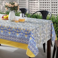 Square Vinyl Tablecloth with Flannel Backing, 52 x 52 Inch, Alluring French C...